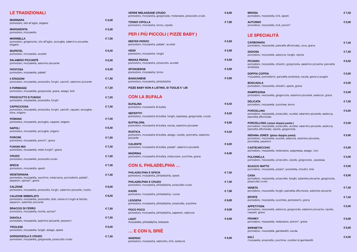 Menu di La Casa Della Pizza 