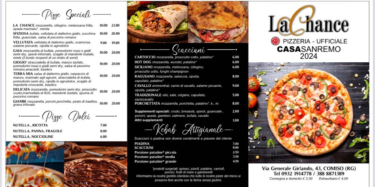 Menu di La Chance Pizzeria Kebab 