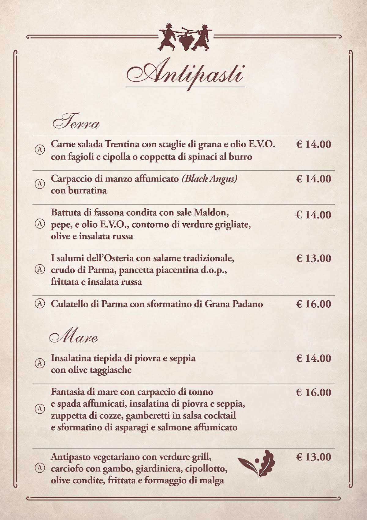Menu di La Corte Bassa 