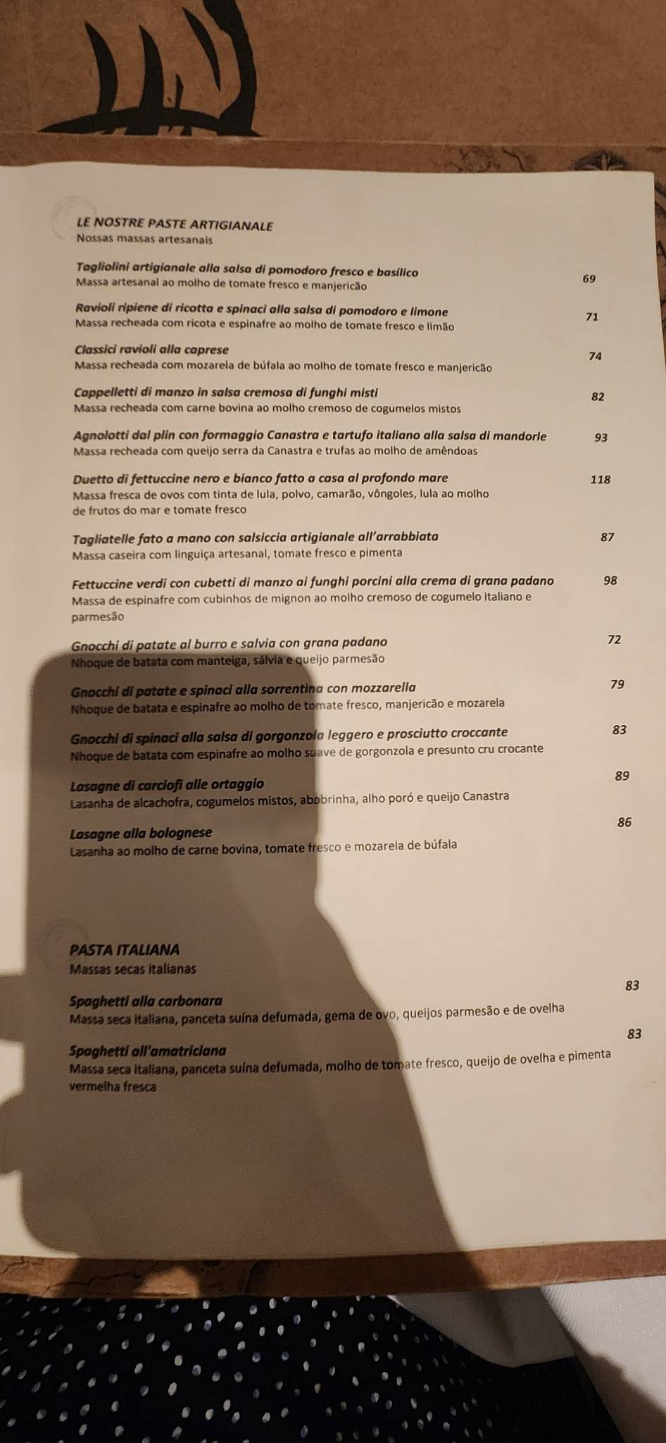 La Doc Gastronomia cardápio