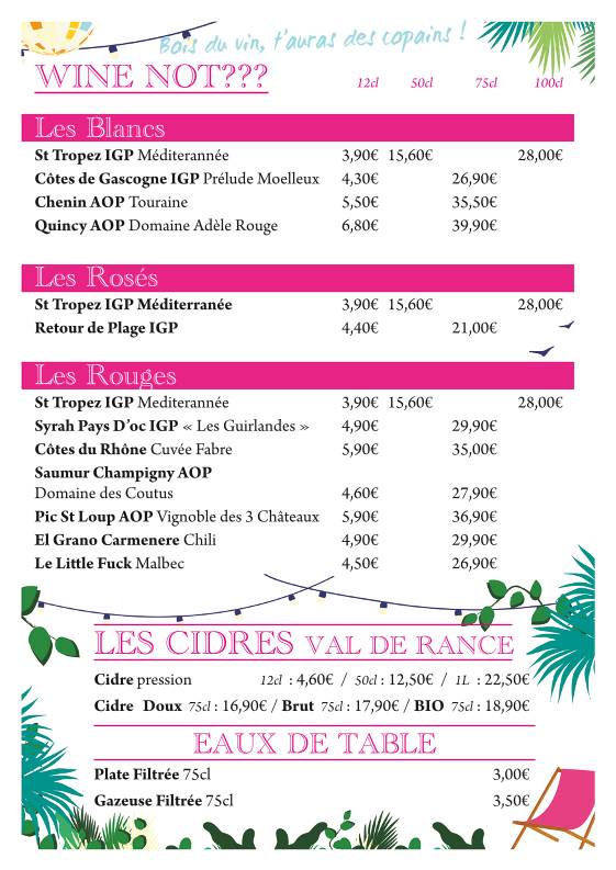 Menu de Restaurant La Fabrique Rennes Saint Georges