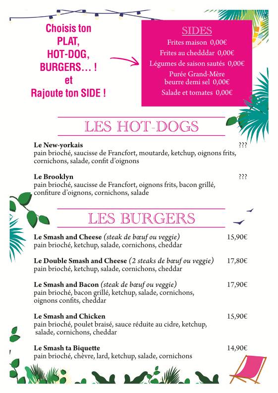 Menu de Restaurant La Fabrique Rennes Saint Georges