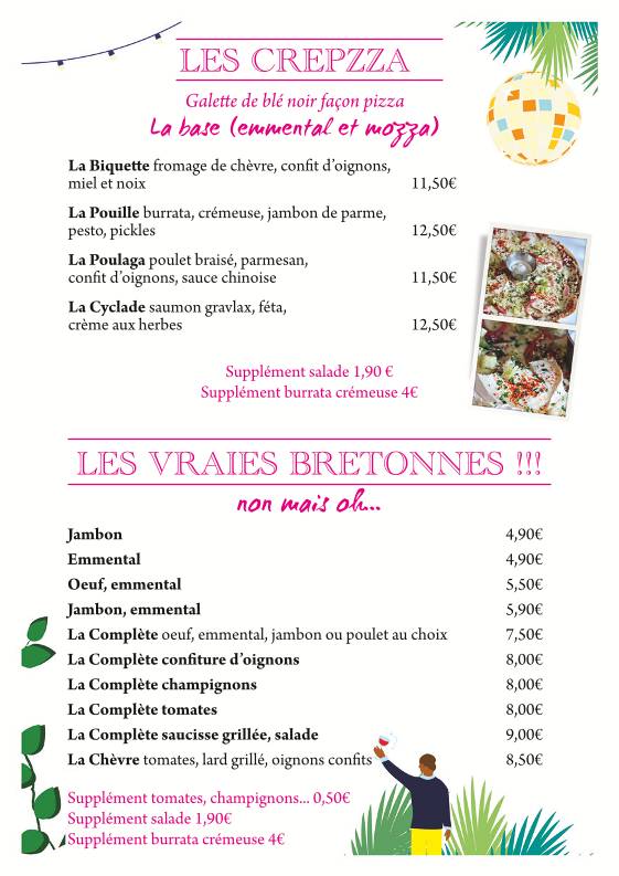 Menu de Restaurant La Fabrique Rennes Saint Georges