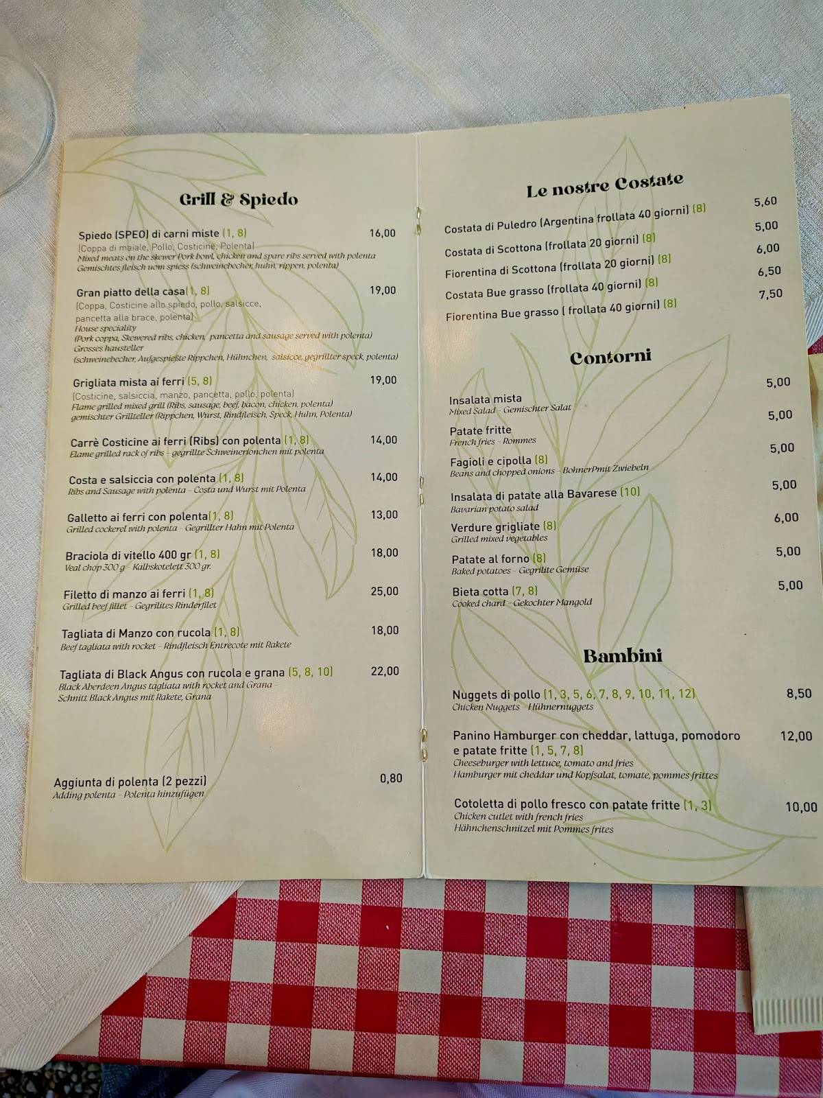 Menu di La Frasca 