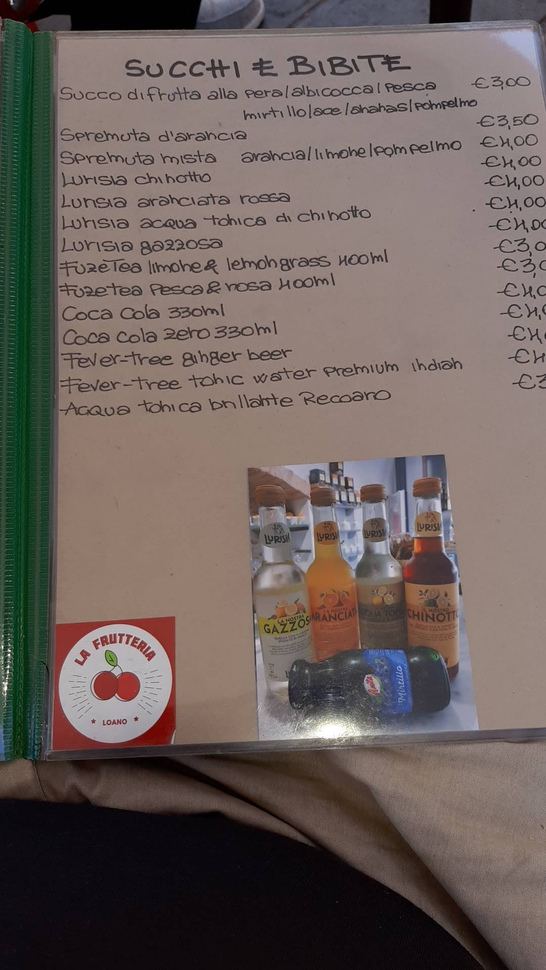Menu di La Frutteria 