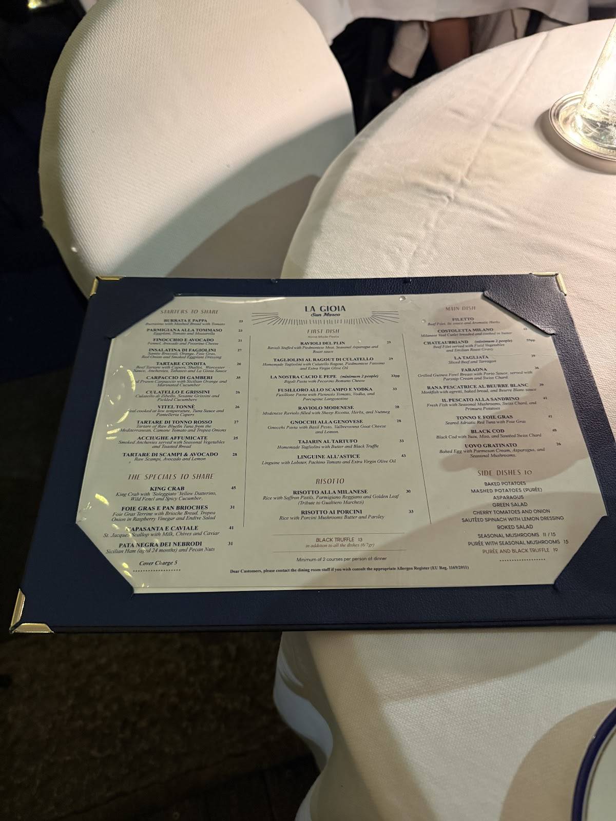 Menu di La Gioia San Marco 