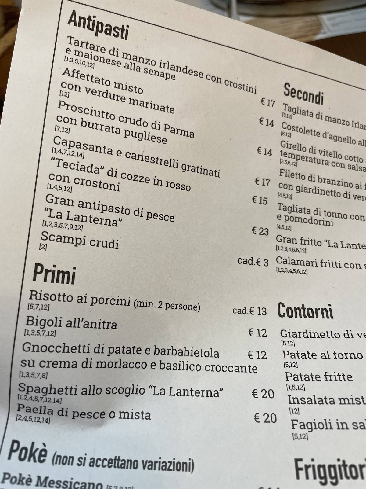 Menu di La Lanterna 