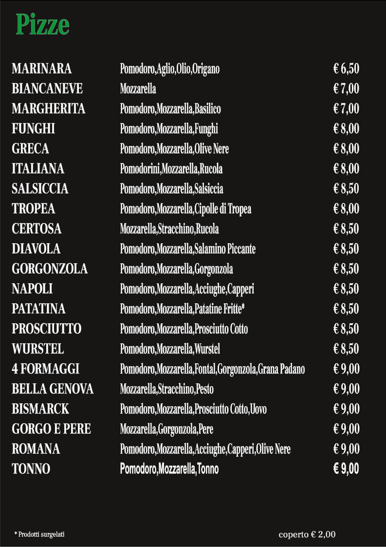 Menu di La Livella 