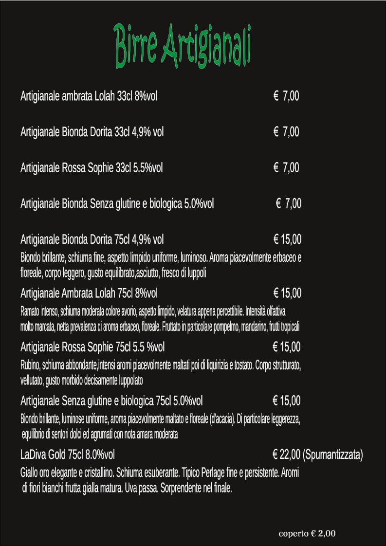 Menu di La Livella 