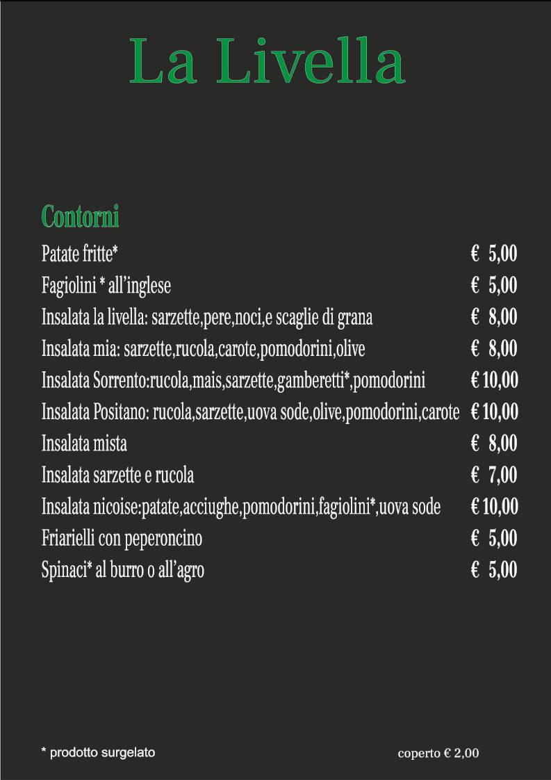 Menu di La Livella 