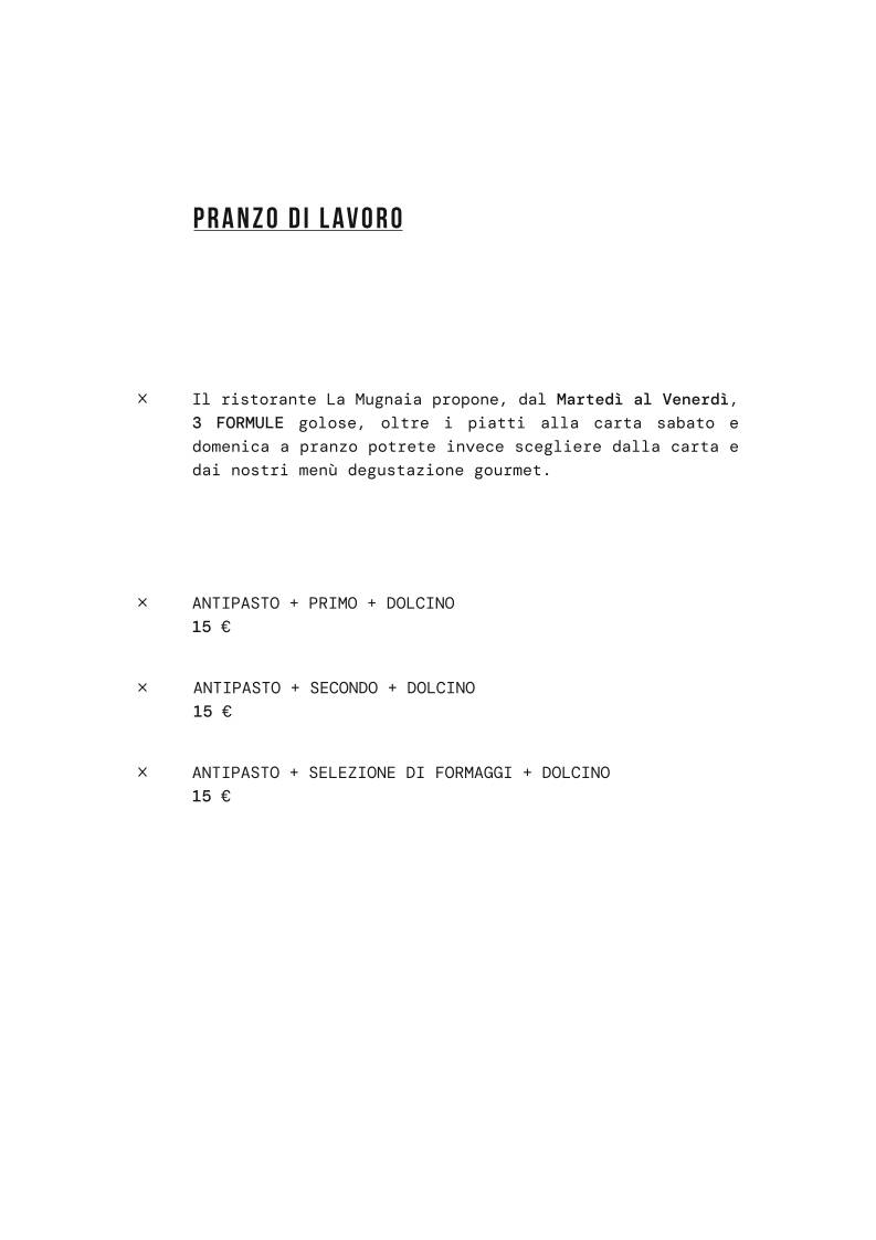 Menu di La Mugnaia 