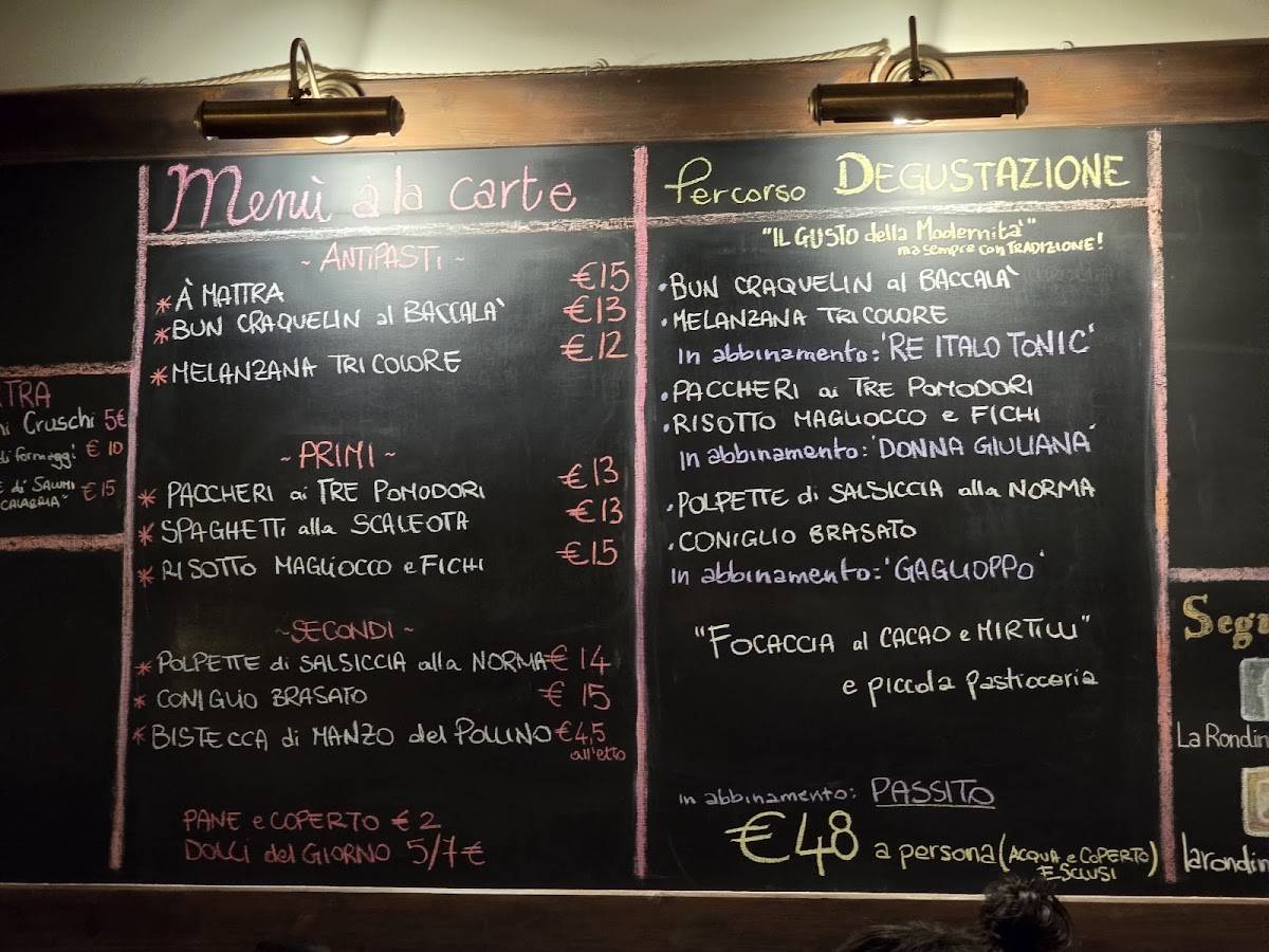 Menu de La Rondinella Osteria Pop