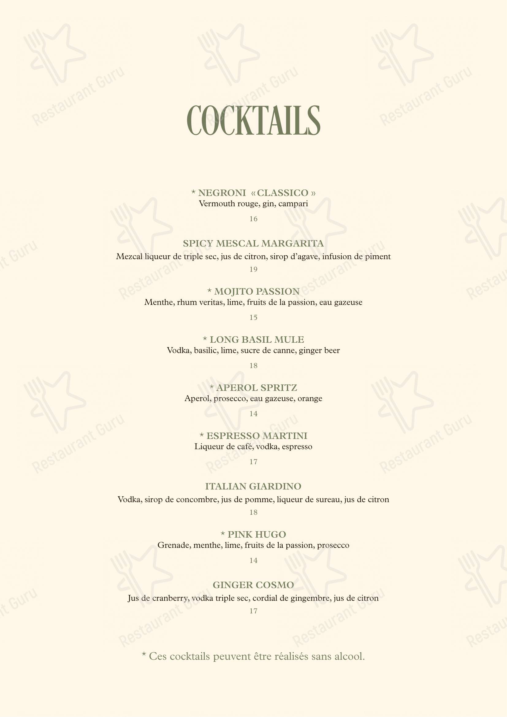 Menu bar per La Rouvenettaz (Jardin d'hiver) in Montreux