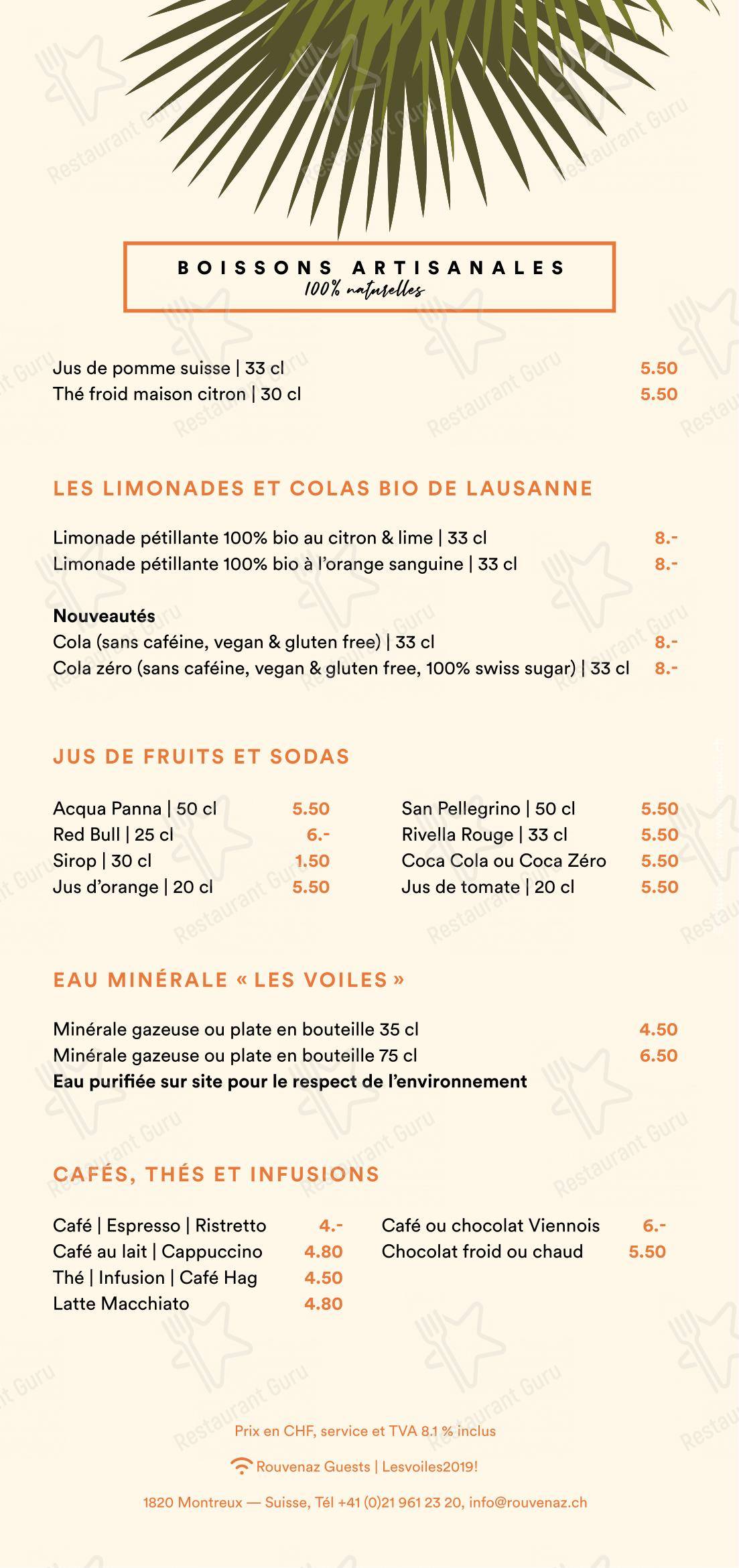 La Rouvenettaz (Jardin d'hiver) in Montreux - Коктейльная карта