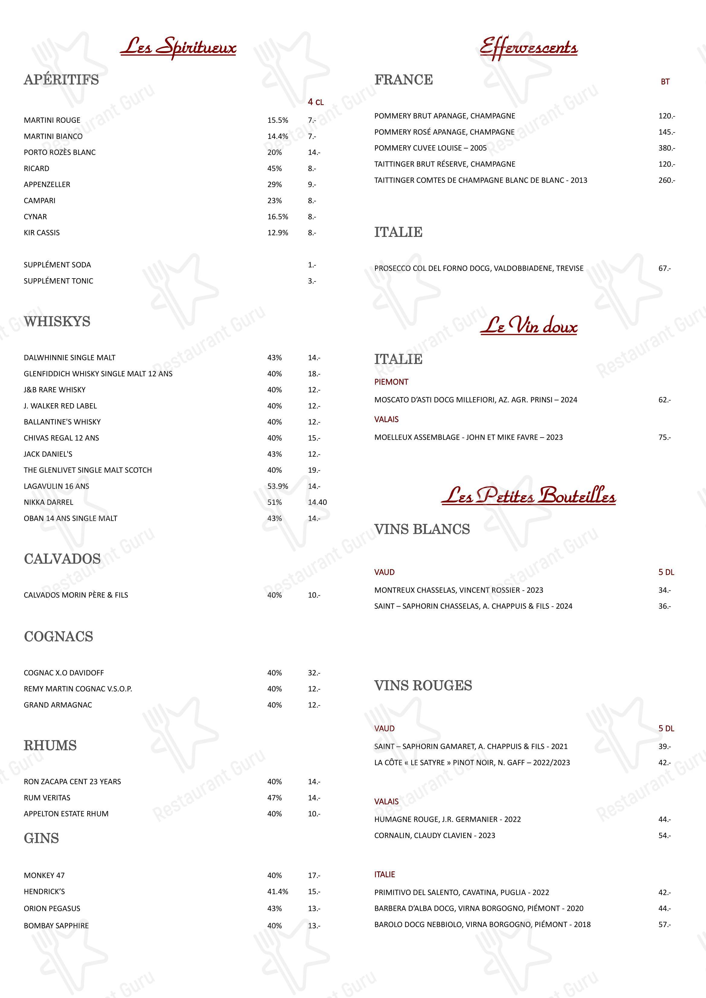 Основное меню per La Rouvenettaz (Jardin d'hiver) in Montreux