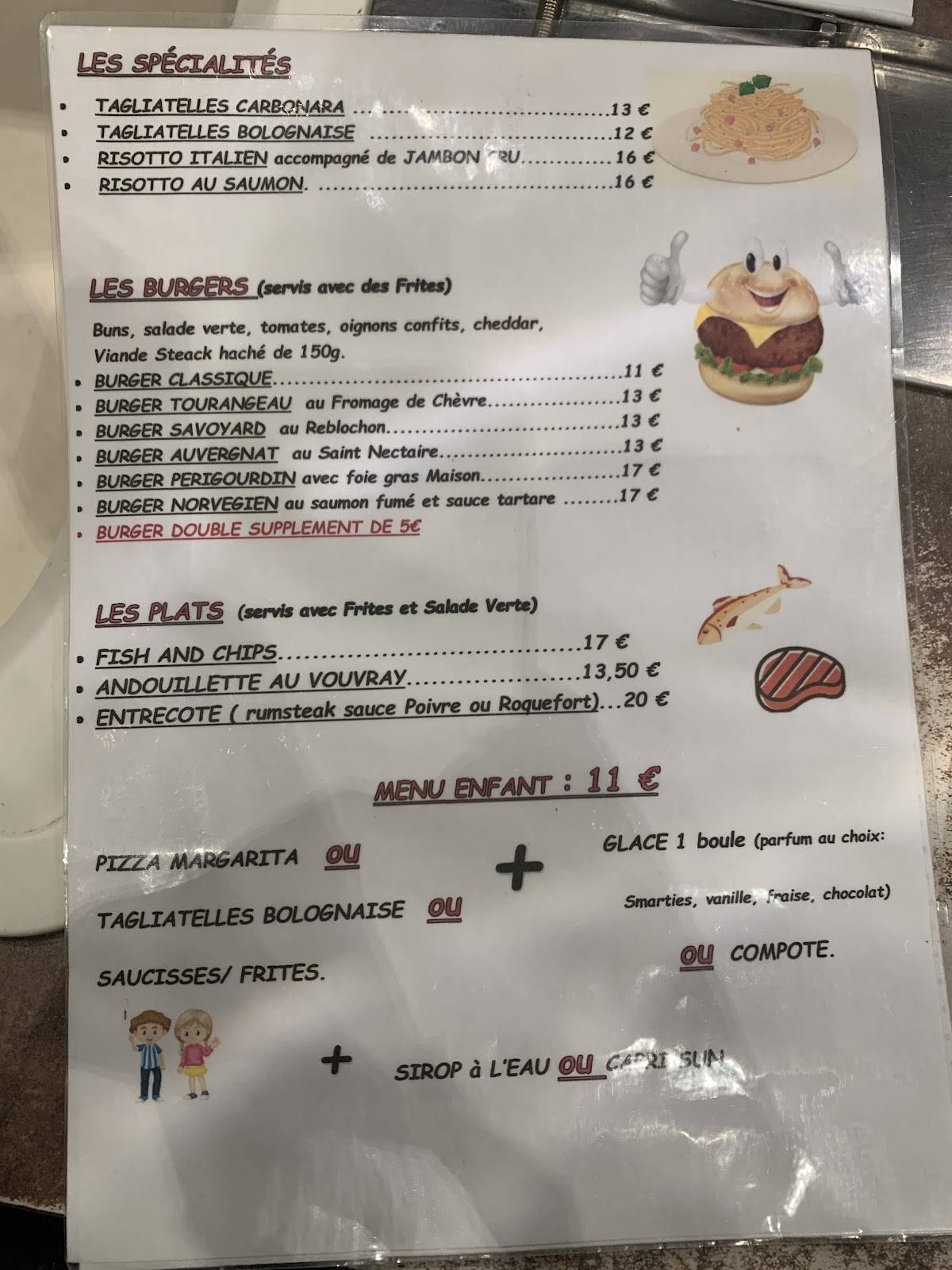 Menu de La Salamandre