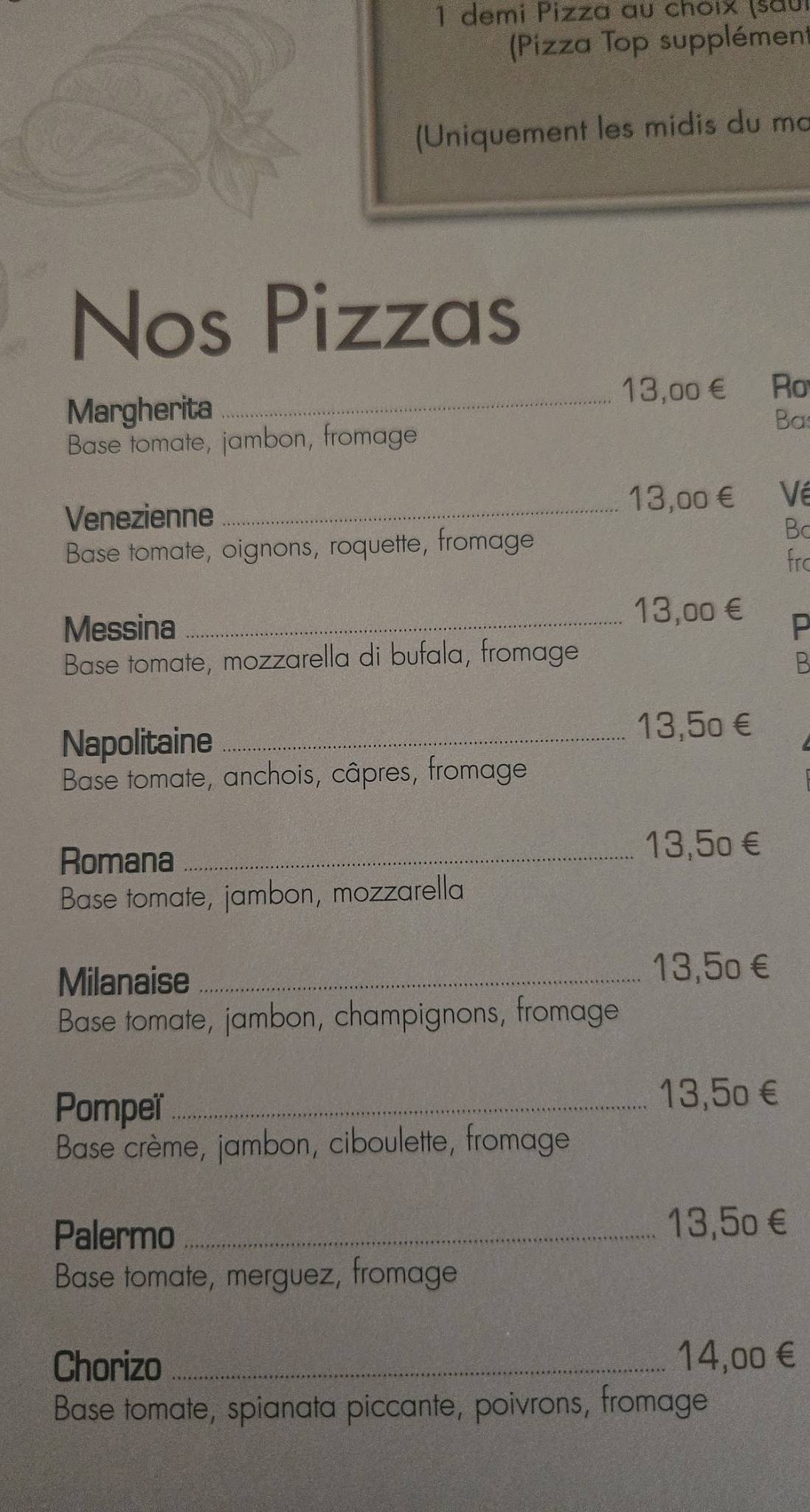 Menu de La Santa Maria