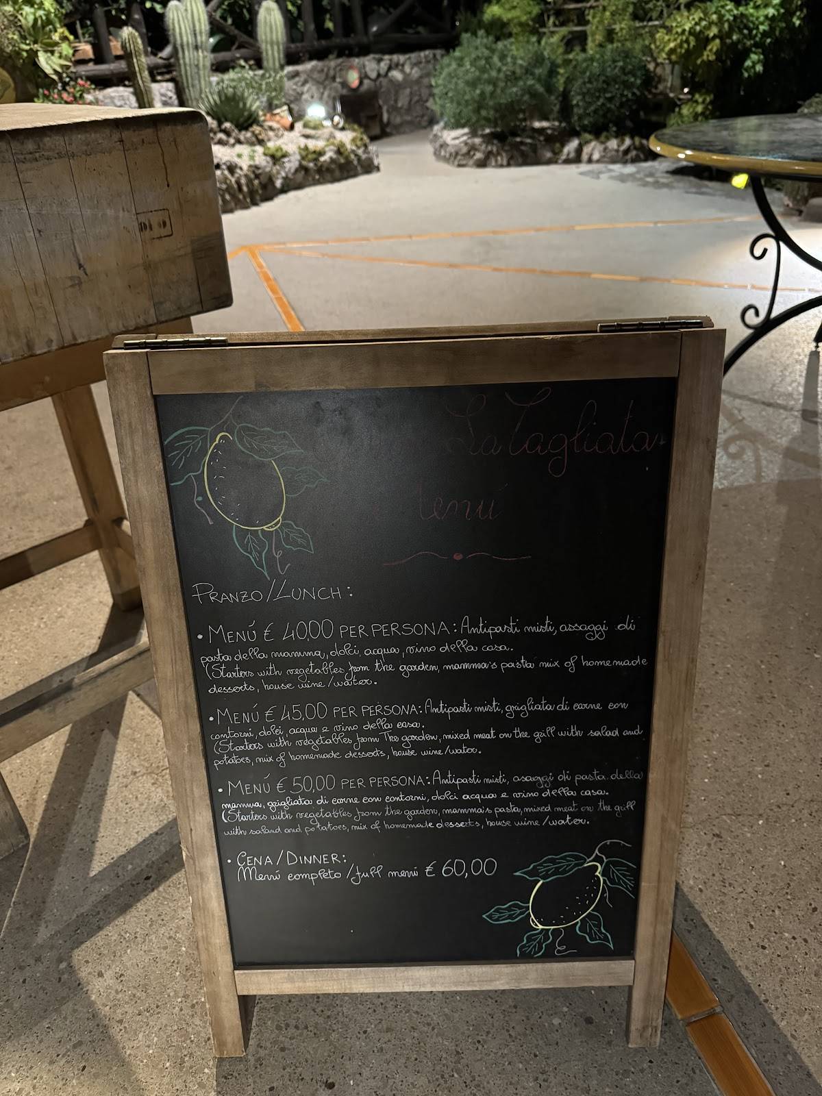 Menu di La Tagliata 