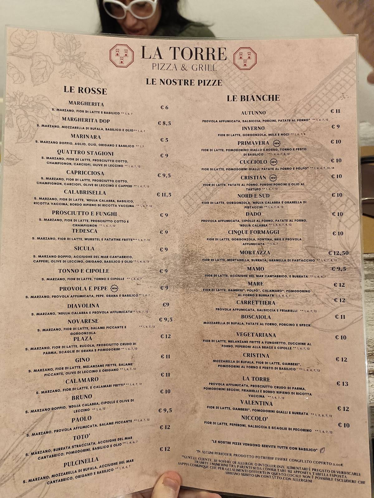 Menu di La Torre Pizza e Gril 