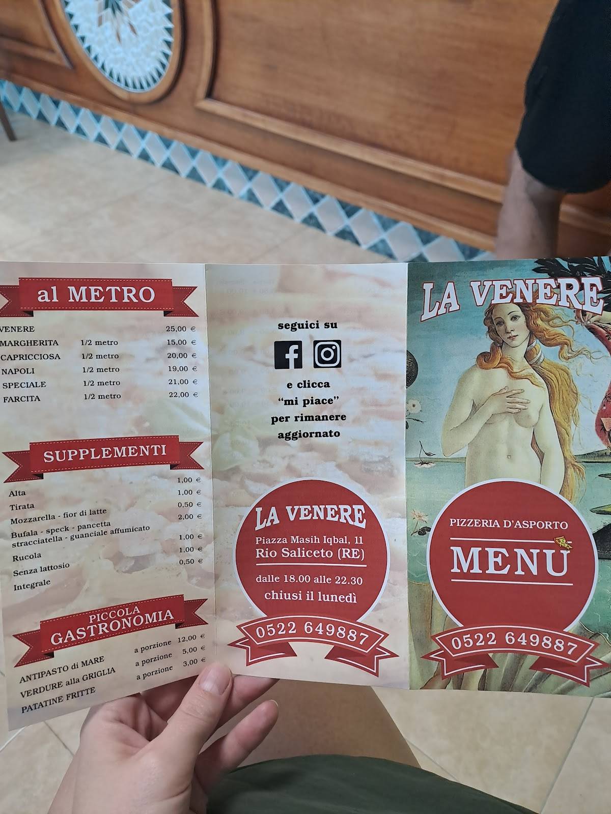 Menu di La Venere 