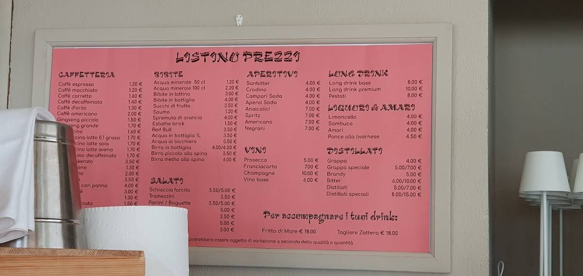 Menu di La Zattera Ristorante Bar 