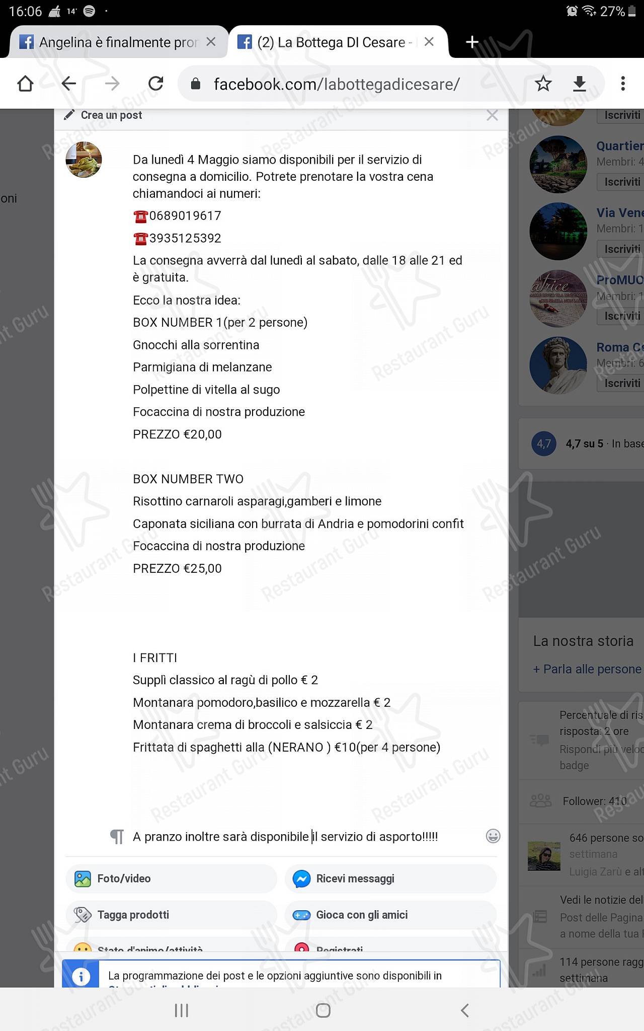 Guarda il menu di La Bottega di Cesare Cafe