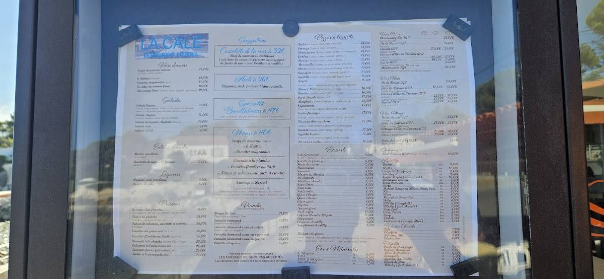 Menu de La cale