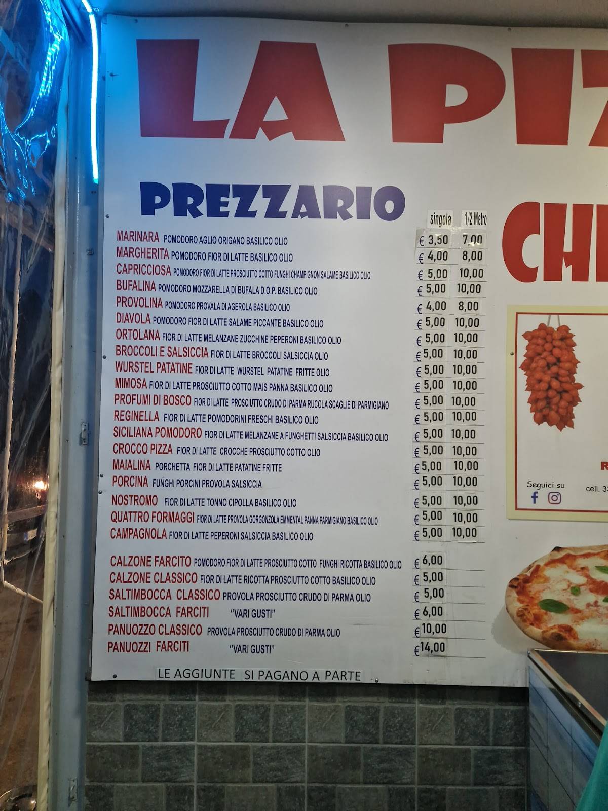 Menu di La pizza che ti vizia 