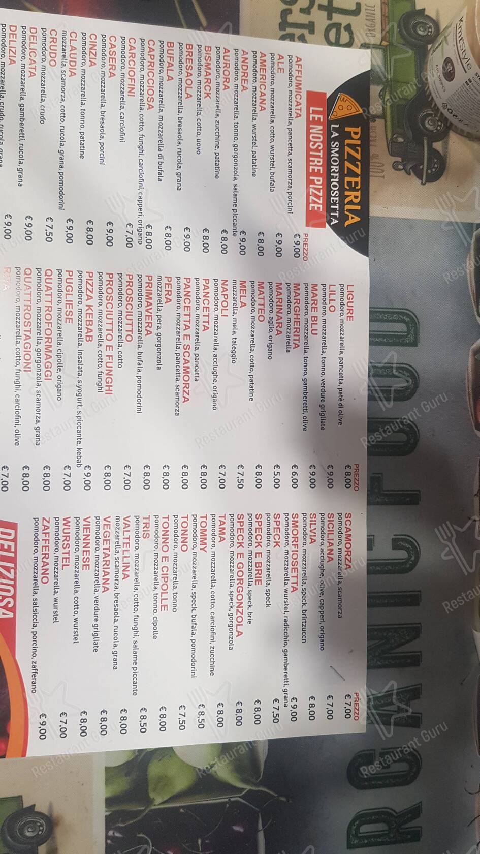 Menu per La smorfiosetta ristorante