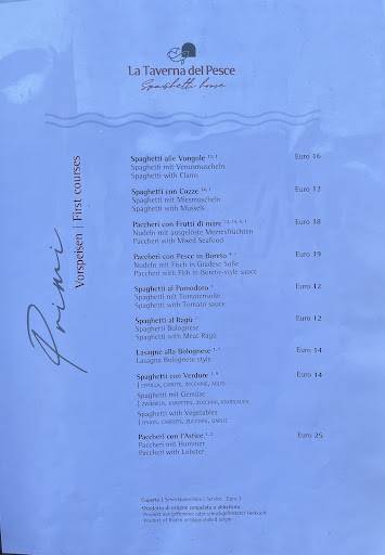 Menu di La taverna del pesce - Spaghetti House 