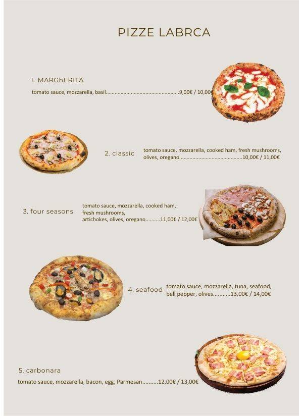 Menu di Labrca PIZZA & GRILL 