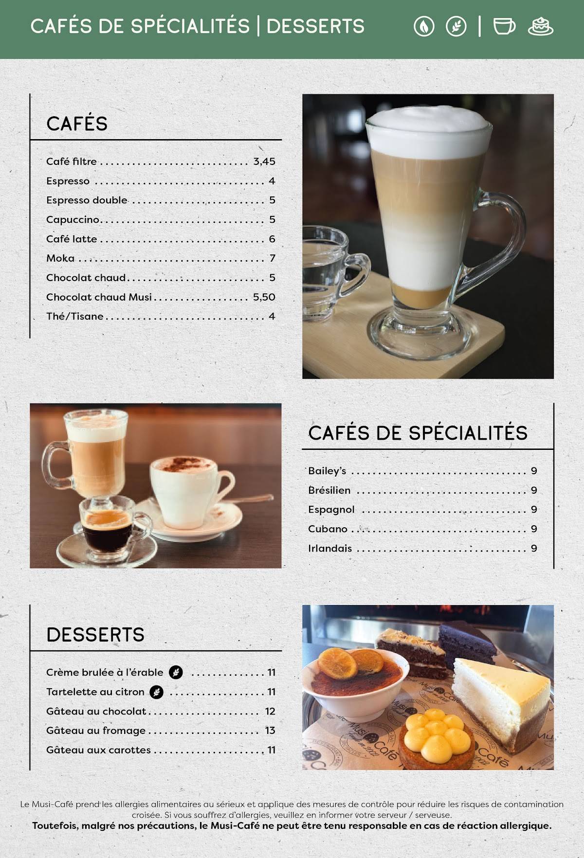 Menu de Musi-Café