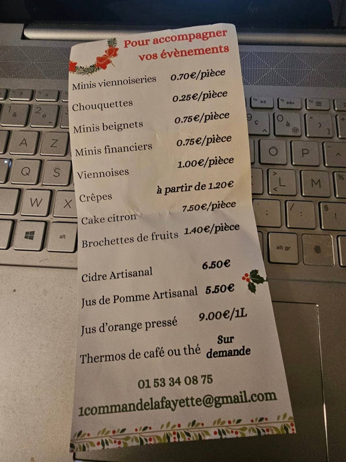 Menu de Aux Castelblangeois