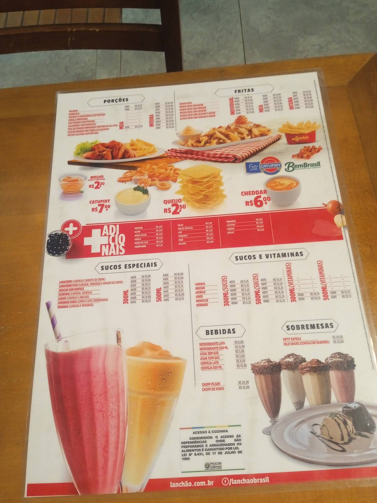 Lanchão John Boyd cardápio