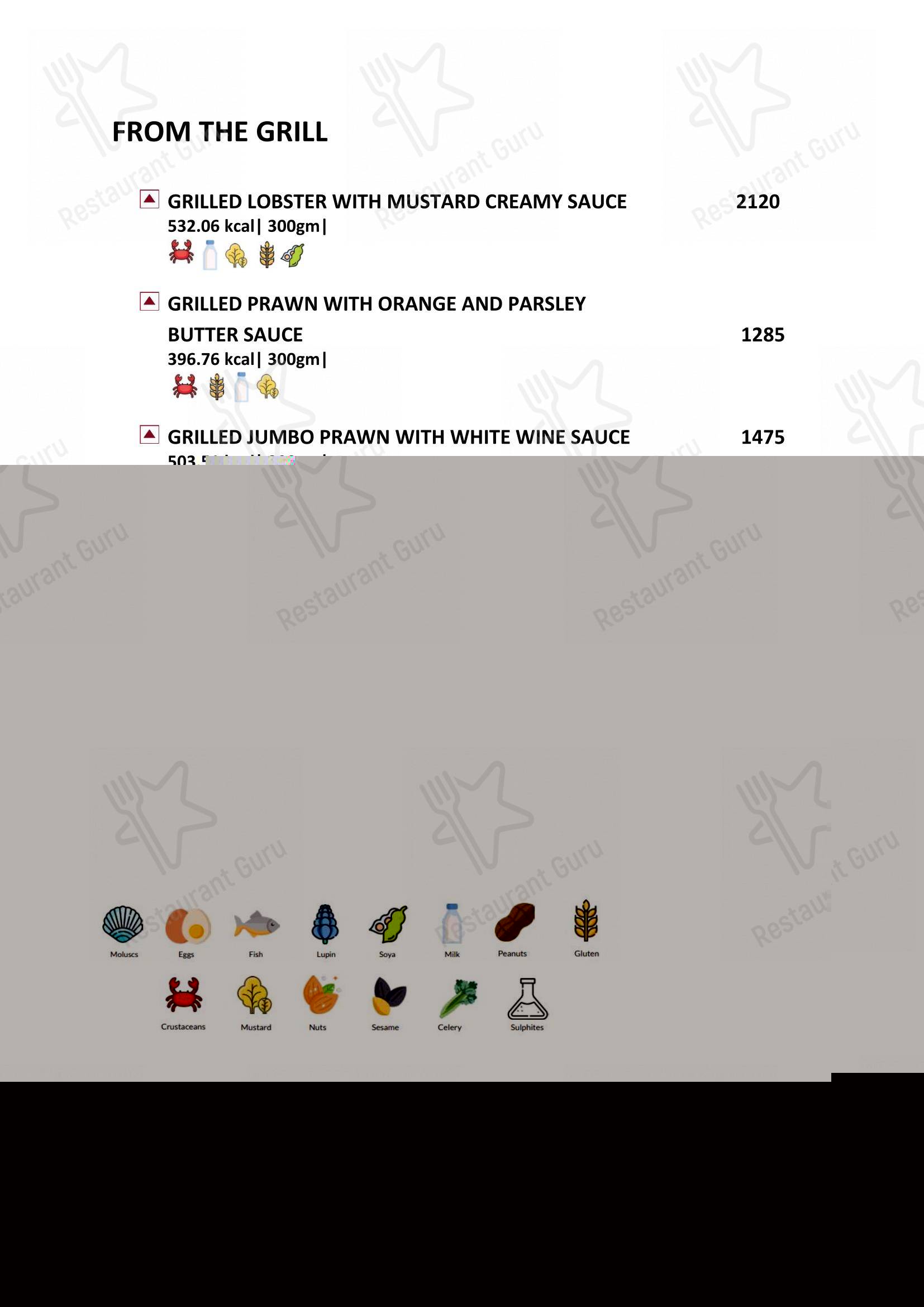 Menu bar for the Latitude Restaurant - Vivanta Coimbatore restaurant