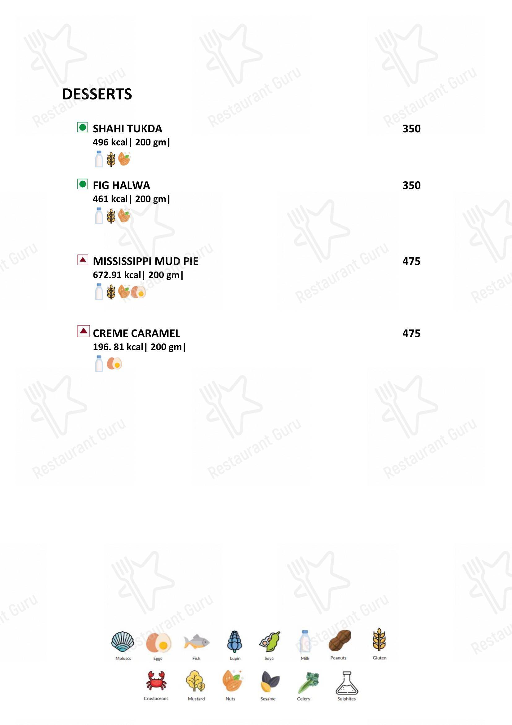 Menu bar for Latitude Restaurant - Vivanta Coimbatore in Coimbatore