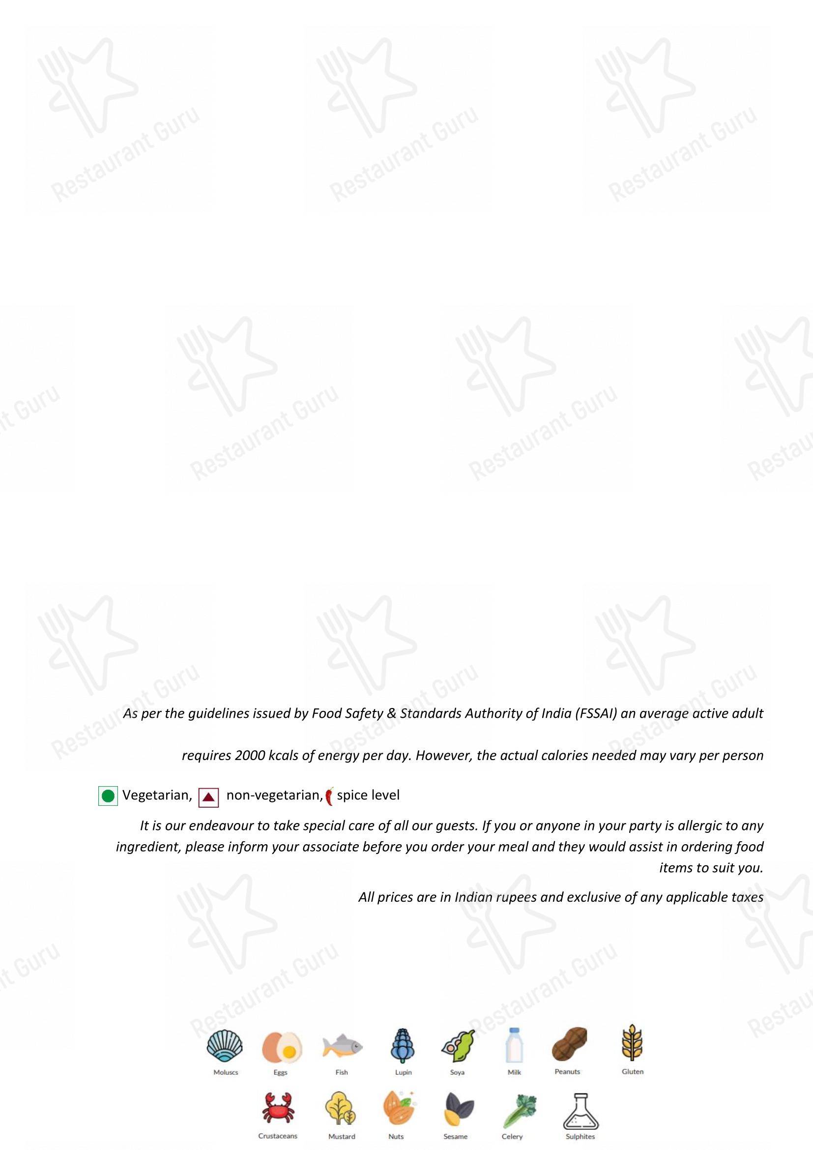 Menu for the Latitude Restaurant - Vivanta Coimbatore restaurant