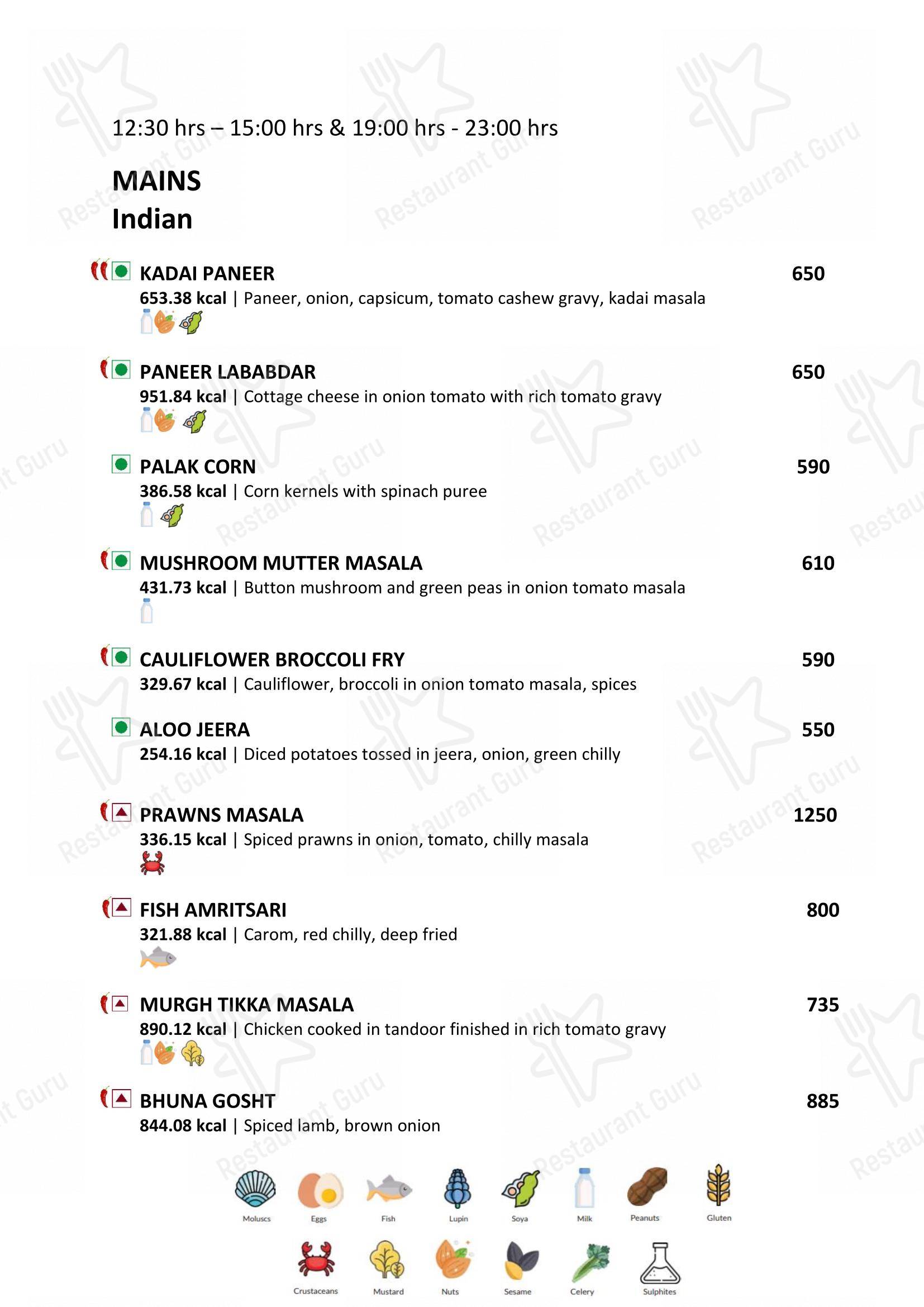 Menu for Latitude Restaurant - Vivanta Coimbatore in Coimbatore