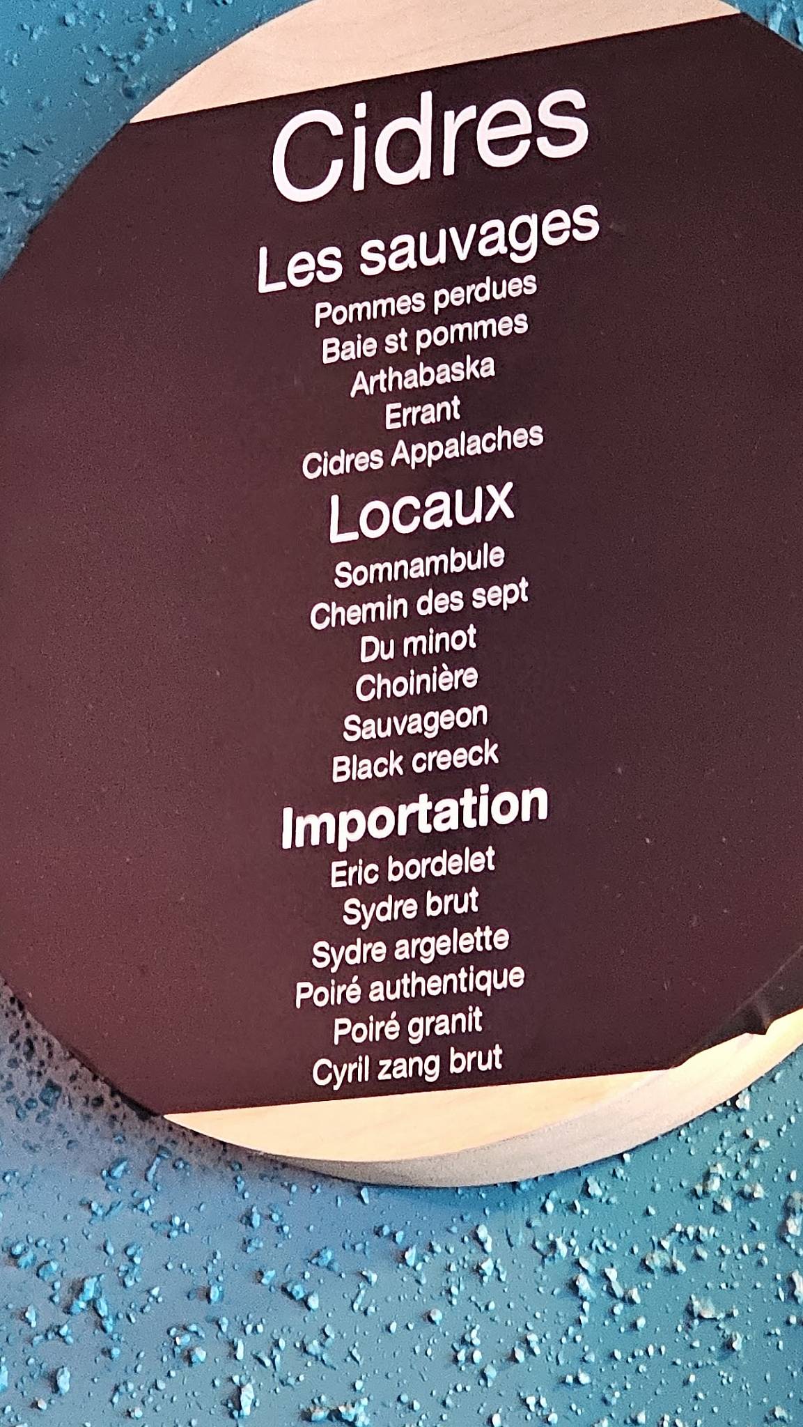 Menu de Le Billig