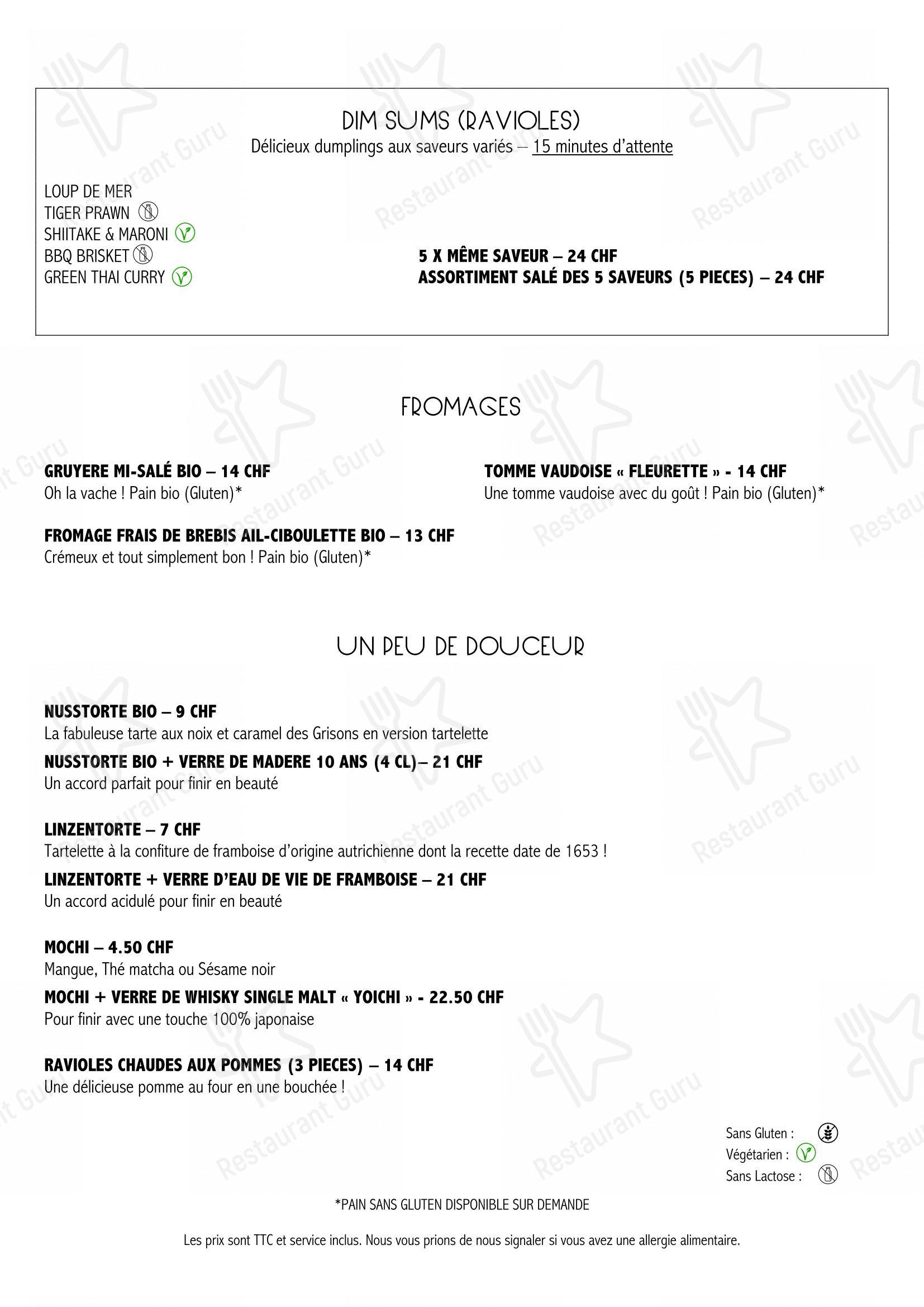 Le Cheval Blanc - Bar à vin & à manger in Nyon - Menu