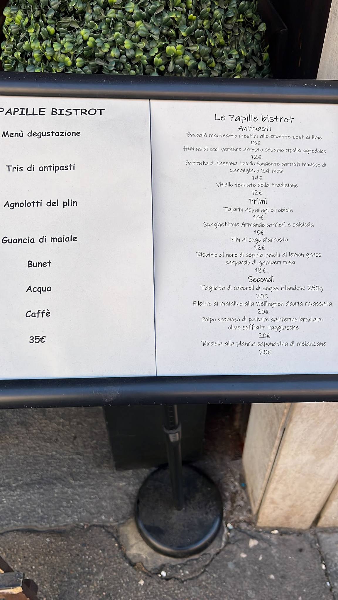 Menu di Le Papille bistrot 
