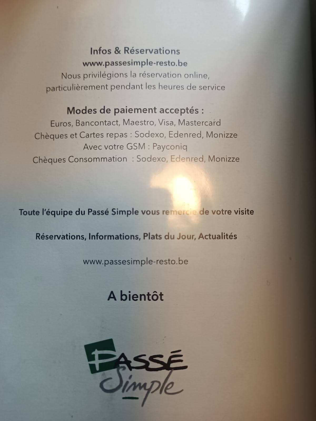 Menu de Le Passé Simple