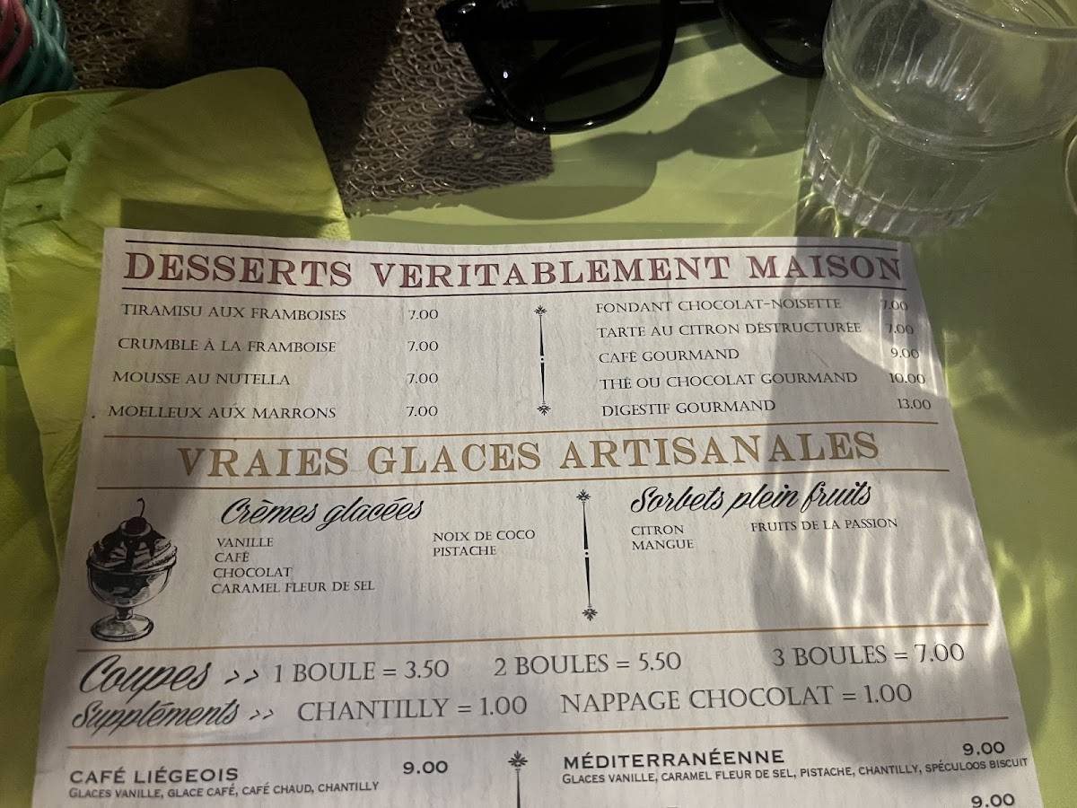 Menu de Le Pré Vert