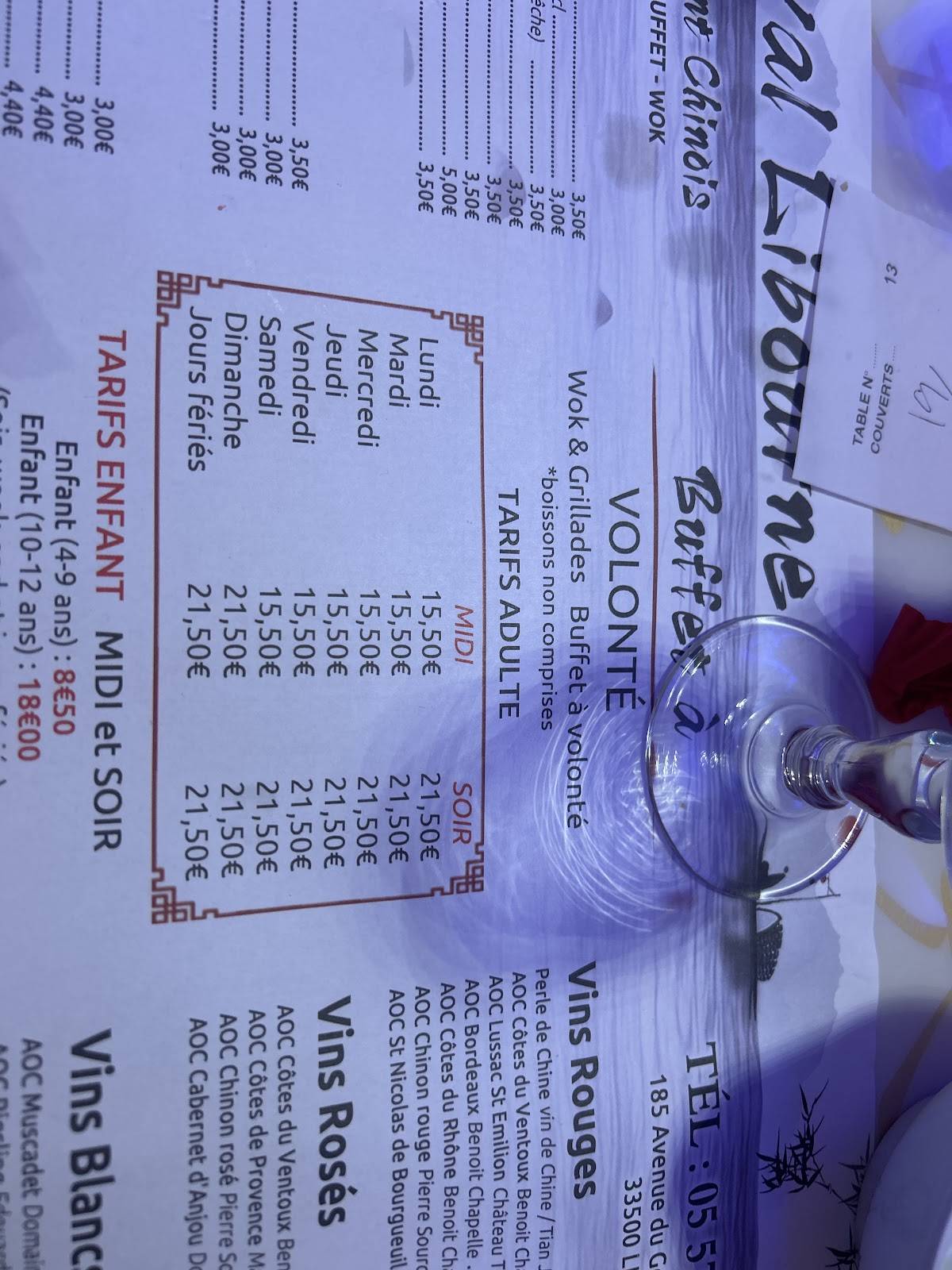 Menu de Le Royal Libourne