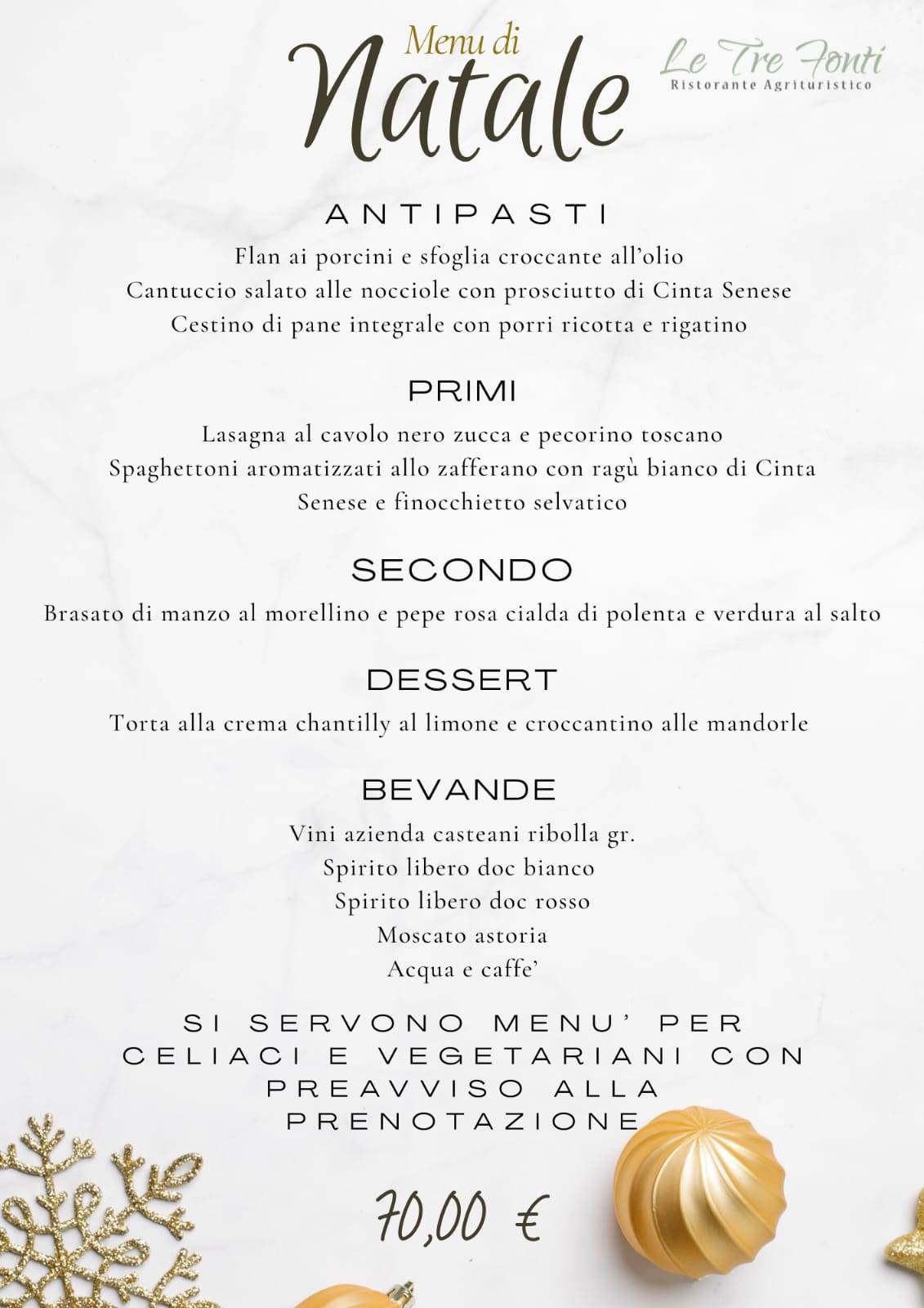 Menu di Le Tre Fonti 