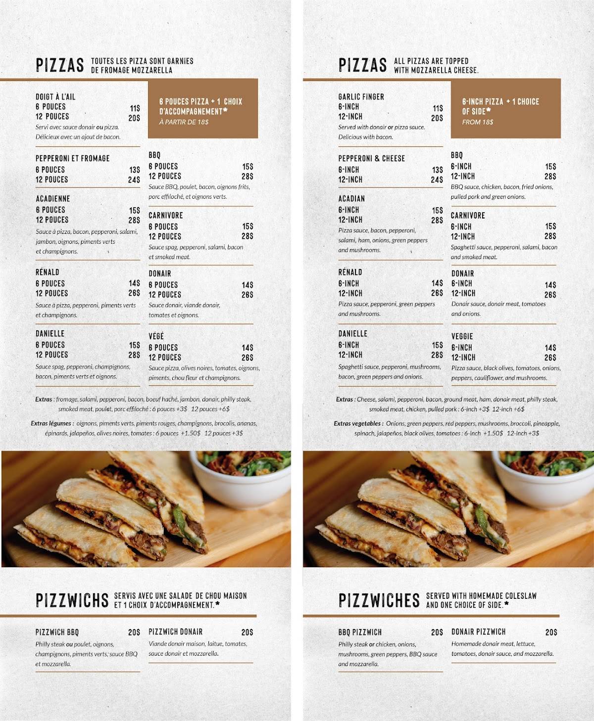 Menu de Le Up'n Down Resto-Bar