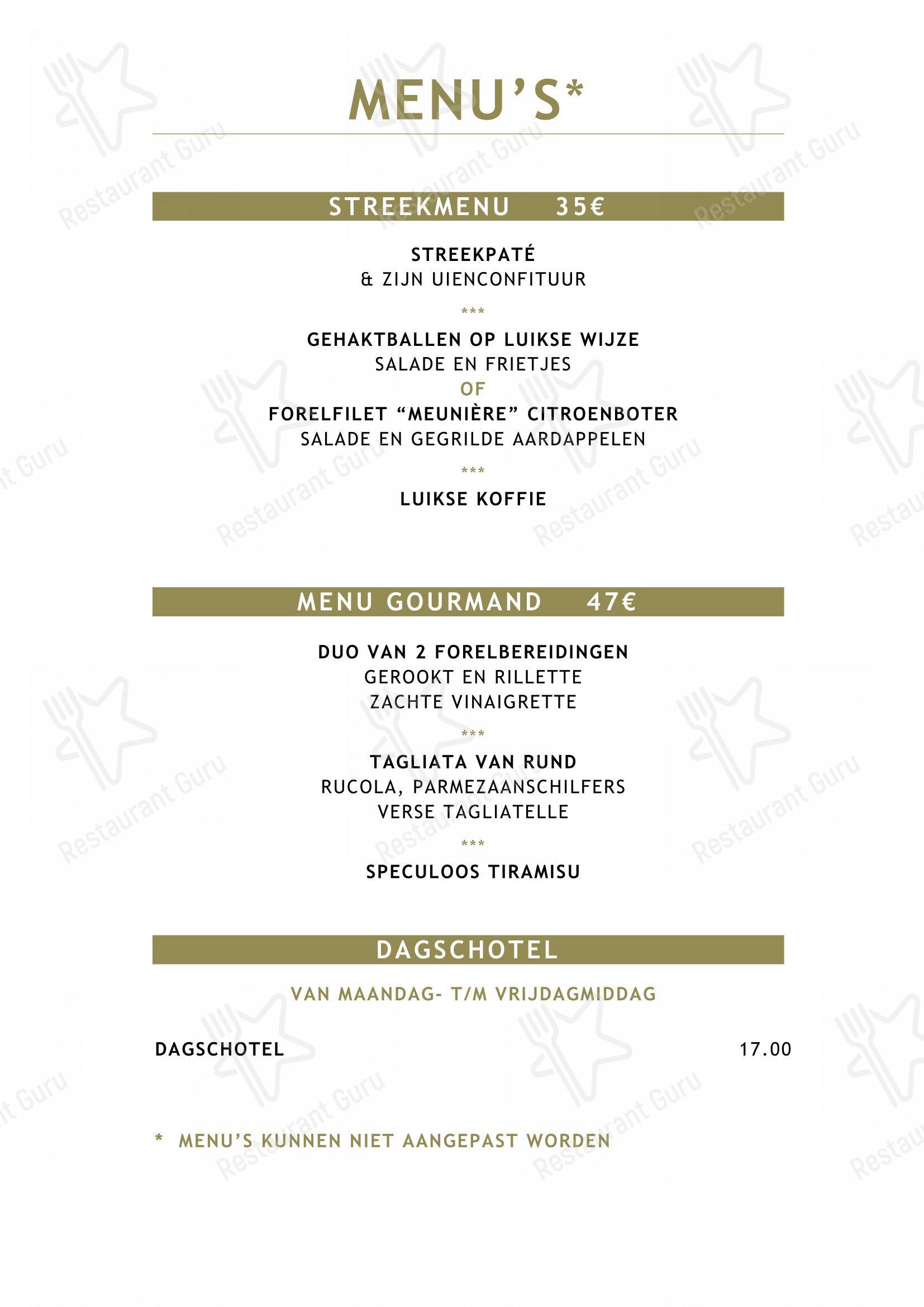 Menu bar pour Le Vert de Pommier dans Stoumont