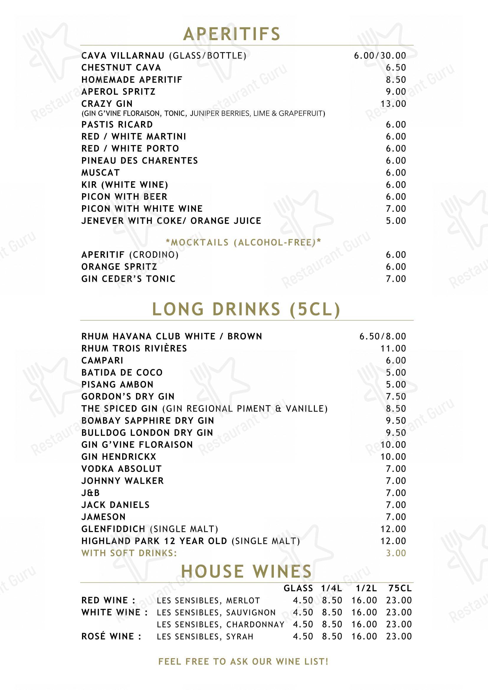 Le Vert de Pommier dans Stoumont - Lunch Menu