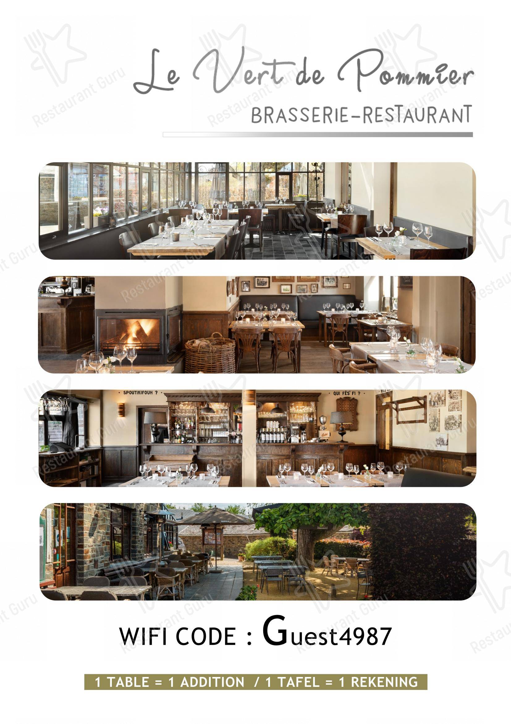 Menu bar pour Le Vert de Pommier restaurant