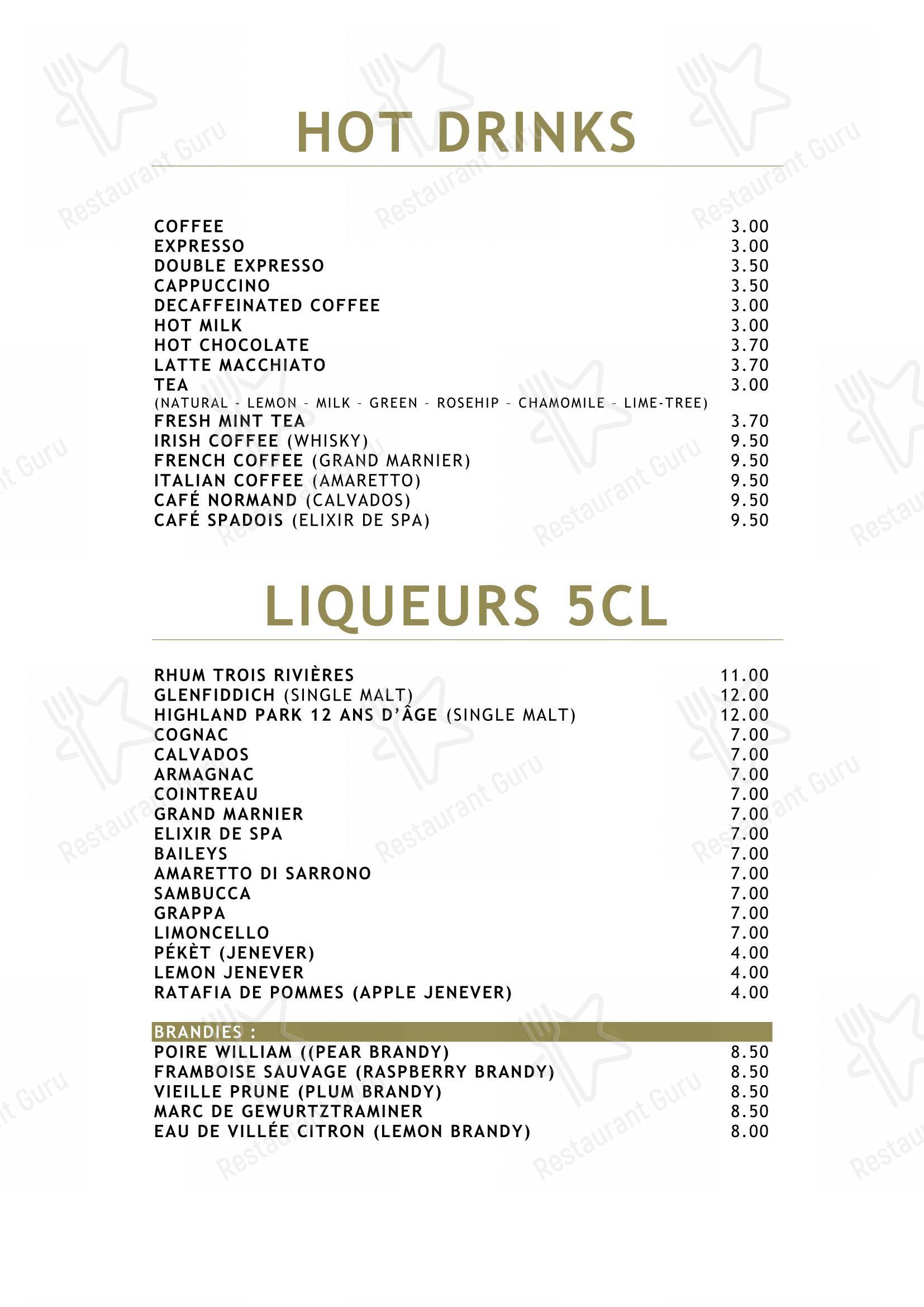 Menu pour Le Vert de Pommier - Lunch Menu